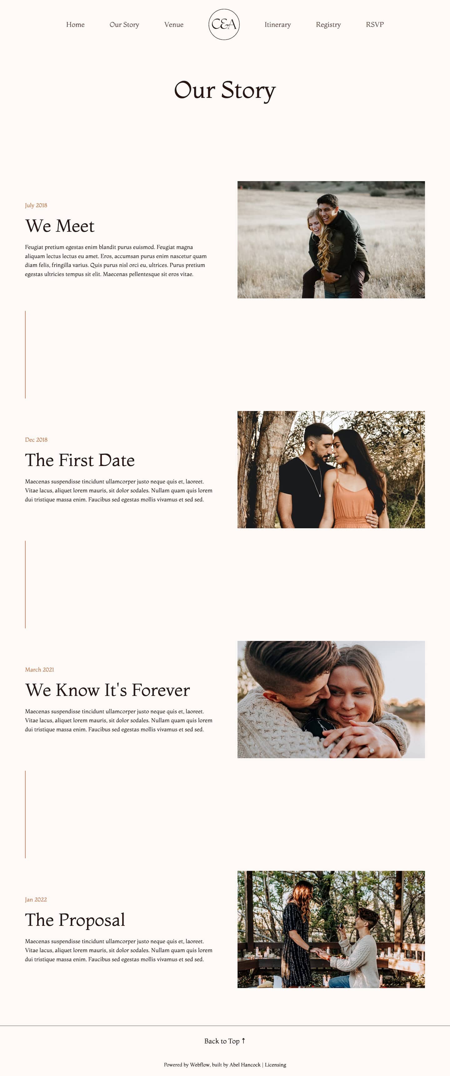 Forever Wedding Webflow Template screenshot